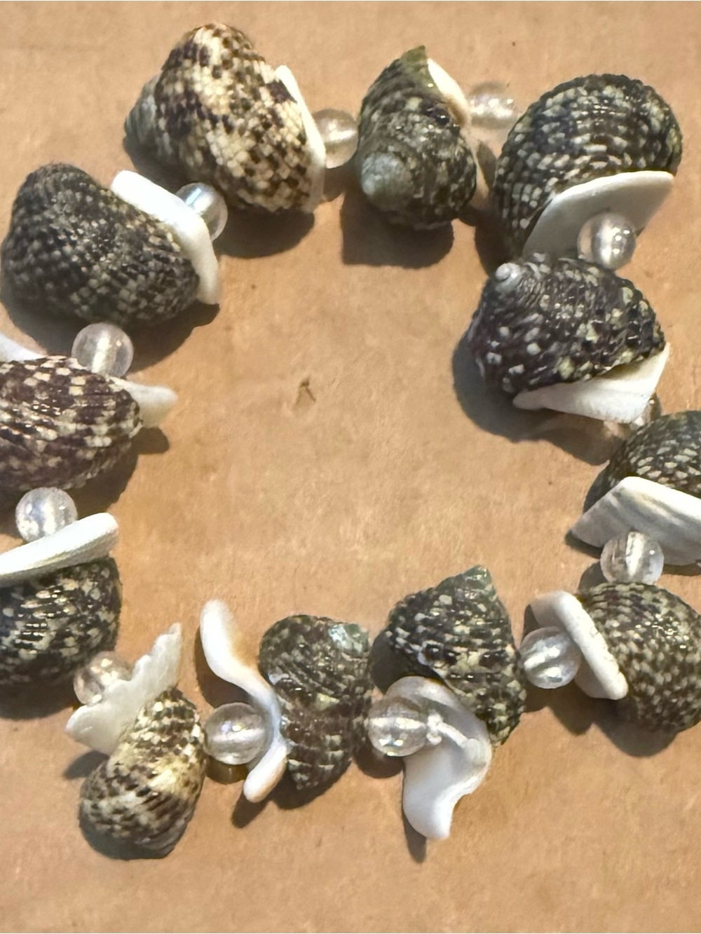 Handmade Seashell Bracelet in Natural Black & White